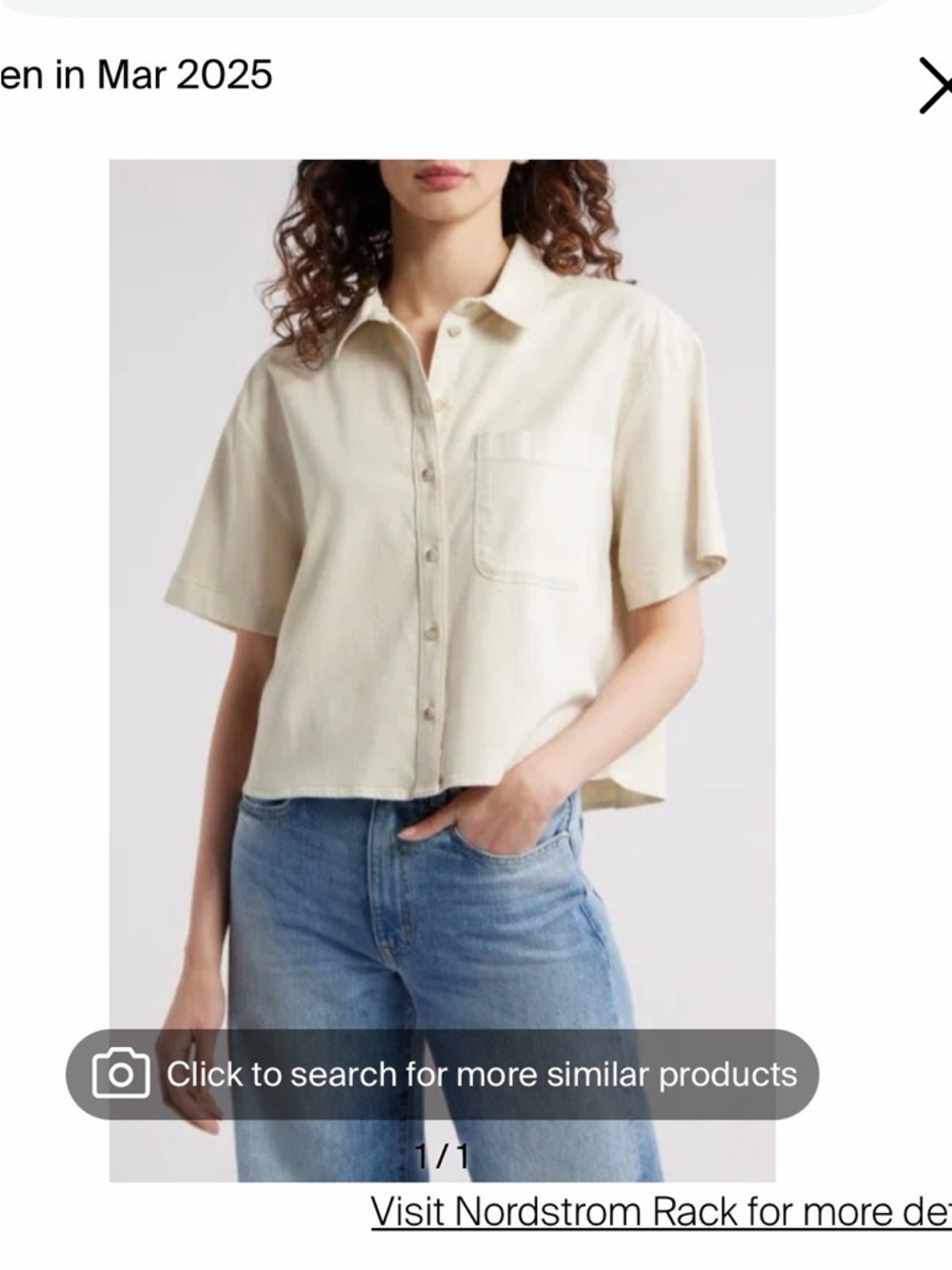 Treasure & Bond Short-Sleeve Button-Down in Cream
